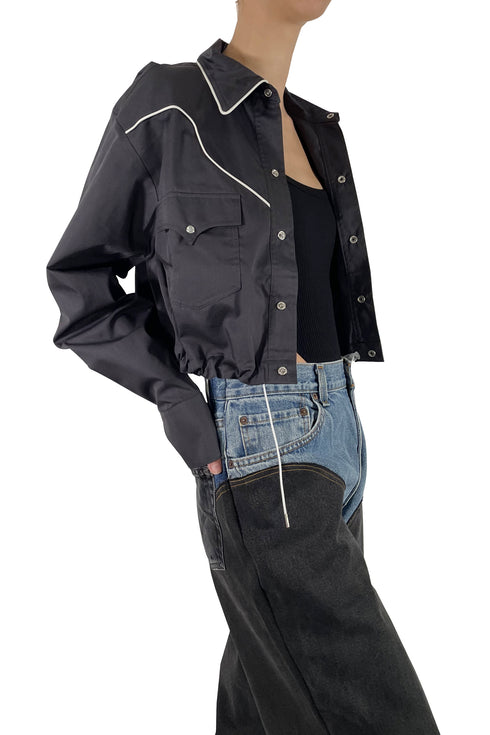 UPCYCLE WESTERN DENIM PANTS -BLUE × BLACK-